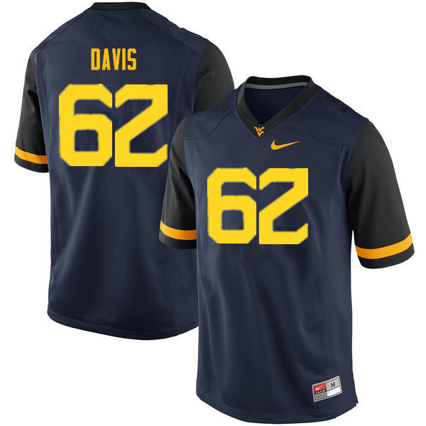 NCAA Men's Zach Davis West Virginia Mountaineers Navy #62 Nike Stitched Football College Authentic Jersey PB23W22LS